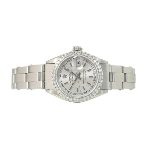 ROLEX DATEJUST SILVER INDEX DIAL 1.15CTW DIAMOND STEEL JUBILEE WATCH 26 MM 69174 - Picture 4 of 6